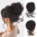 AISI BEAUTY Messy Bun Hair Piece Tousled Updo Hair Extension With Elastic Rubber Band Hairpiece (black brown)