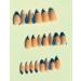Sankki Almond French Tip Press on Nails - 24Pcs Blue White Abstract Design | Medium Length Nude False Nails for Women and Girls - Buy Online on GoSupps.com
