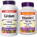 Webber Naturals Calcium Carbonate 250 Tablets + Vitamin C Timed Release 1000 mg 150 Tablets Bundle Calcium Carbonate + Release 1 000 mg