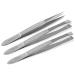 Hair plucking tweezers set of 3 slanted + pointed + straight head stainless steel 8 cm