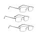 READING GLASSES 3 pack Metal Readers for Men 3 Black 2.0 x