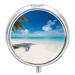Pill Box Pill Case 3 Compartment Travel Pill Box White Beach Tropical Sea Printing Small Pill Box Portable Medicine Pill Case Pill Organizer for Purse & Pocket for Travel Handbag (Round)