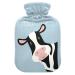 Heat bottle with reference 1 l of durable warm-up bag for hand feet shoulder and neck pain cramps heating press and heat therapy pattern of cartoon black and white cow funny animal