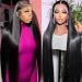 Maxine Human Hair Lace Front Wigs for Women 180% Density 13x6 HD Transparent Lace Wig Brazilian Straight Wave Lace Front Wig with Baby Hair Pre Plucked Bleached Knots(22'') 22 Inch 13x6 Frontal Wig