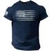 USA Distressed Flag Men's T-Shirt - Patriotic American Tee for Independence Day | Short Sleeve Crewneck Shirt - A-blue Large - Buy Online on GoSupps.com