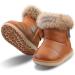 MINBEI Toddler Girls Soft Leather Winter Snow Boots - Waterproof Baby Girl Booties (Brown) - Size 11 UK Child - Buy Online on GoSupps.com