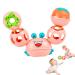 Abbto Babyrassel - newborn toy in crab shape - Soft ball easy to hold bite ring for sensory ball exploration and teeth molar ball calming bite ring toys baby ball