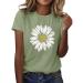 Women Sunflower Summer T Shirt Plus Size Loose Blouse Tops Girl Short Sleeve Graphic Casual Tees Black Short Sleeve (Mint Green, XXL) XX-Large Mint Green