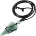 Kyeygwo Hexic Carnice Pendant Necklace with adjustable leather rope polished quartz pointed stone healing Reiki pendulum chain green