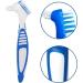 Denture Toothbrush Cleaning Brush Set - 6 Pieces Double Head Soft Bristle Brush for False Teeth - Blue and Orange - Buy Online on GoSupps.com