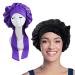 WUBAYI 2PCS Satin Bonnet Silk Bonnet Hair Wrap for Sleeping Hair Bonnet for Bath Tie Band for Women Long Curly Braid Hair Black Purple
