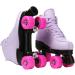 Women's Double Row High Top Roller Skates - Purple with Flash Wheels, Size 40 (US Women 8.5) - Includes Shoe Bag - Indoor/Outdoor Skating - Buy Online on GoSupps.com