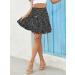 LAEMILIA Womens XL Black Floral Print Elastic Waist Flared Mini Skater Skirt - Buy Online on GoSupps.com
