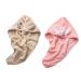 Microfiber hair towel for women pink and brown quickly drying bath hat cute hair turban absorbent hair dryer with a button 2 pieces