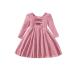 Miipat Baby Girls Velvet Dress Toddler Girl Long Sleeve Dresses Fall Winter Elegant Kids Princess Birthday Party Wedding Dress 5-6 Years Pink