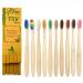 Mart Eco-Friendly Natural Bamboo Toothbrush BPA Free Biodegradable Handle Mixed Color (Pack of 10 Individual Boxes)