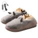 1 pair of USB electrical heating slippers plush temperature adjustable heating slippers anti-slip slippers winter foot warmers for men's women gray 42-43yards