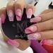 Justotry 24 pieces Coffin floral nails long gradient pink french artificial nails ballerina artificial nail press on nails pretty swirl fingernails fake nails for women flower & pink