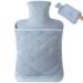Vicloon Hot Water Bottle Ribbed Surface Both Sides 2L Hot Water Bottle for Hot and Cold Compress Hand & Feet Warmer Muscle Pain Relief Hot Water Bag for Great Gift Safe and Durable (Grey-Blue)