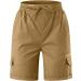 Women's High Waist Hiking Cargo Shorts - 6 Pocket Outdoor Bermuda Shorts in Khaki - Size Medium - Buy Online on GoSupps.com