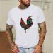 BEUU Men's Short Sleeve T-Shirt - 2022 Summer Cock Print Crewneck Tee in White XXL - Buy Online on GoSupps.com