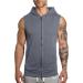 EndoraDore Men's Sleeveless Hooded Workout Tank Top Zip-Up Vest - Dark Grey (Size Medium) - Buy Online on GoSupps.com