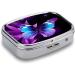 Buy Decorative Blue Purple Butterfly Print Pill Box - 2 Compartment Portable Medicine Organizer for Pocket or Purse | International Shipping Available - Buy Online on GoSupps.com