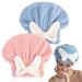 LUGEMA Super Absorbent Hair Towel Wrap for Wet Hair Microfiber Hair Drying Caps Soft Absorbent Quick Drying Cap for Curly Thick Hair Fast Drying Hair Turban Wrap Cap for Girls and Women (Pink+Blue)