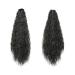 FDEETY 22 Inch Ponytail Hair Extension Piece Long Corn Curly Heat Resistant Synthetic Clip in Curly Wave Ponytail Hair Pieces For Women Girls (Natural Black)