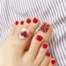 SILPECWEE Red Solid Color Toe Nail Stickers - 20 Sheets with Self-Adhesive Full Nail Wraps for Women | Toe Polish Gel Strips with Nail File Included - Buy Online on GoSupps.com