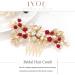 IYOU Pearl Wedding Hair Combs Red Flower Hair Accessories Crystal Leaf Headpiece Prom Bridal Hair Piece for Brides and Bridesmaids - Buy Online on GoSupps.com