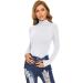 Women's Long Sleeve Mock Turtleneck Top - Casual Slim Fit Underlayer Shirt (White, Medium) - Buy Online on GoSupps.com