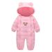 Happy Cherry Baby Infant Toddler Jumpsuit Snowsuit Cartoon Hooded Romper Footie Pajamas Bear-pink 12-18 Months