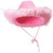 Juvolicious Pink Cowboy Hat for Men and Women with Feathers | Western Felt Cowgirl Hat for Halloween & Parties - Buy Online on GoSupps.com