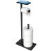 CISILY Black Toilet Paper Holder Stand with Phone Shelf, Bathroom Toliet Decor Decoration. Tissue Paper Roll Holder Free Standing Storage, Rv Accessories, Apartment Restroom Household Home Essentials With Shelf
