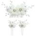 SOBEIT Wedding Hair Accessories for Bride  Flower Pearl Bridal Hair Comb Accessories  Elegant Wedding Hair Comb Hair Pieces for Bride Bridesmaid Women Girl 4-Bridal Hair Comb(3PCS)