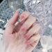 24Pcs/Set Press On Nails Translucent French powder blusher high grade powder Length False Nails Acrylic Fake Nails Full Cover Nails Tips Artificial Finger Manicure Press on nails for Women and Girls