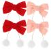 Beaupretty 2 Pairs Bow Hair Clips Furry Ball Hairpins Christmas Costume Hair Barrettes Hair Styling Tools for Girls Xmas Party Hair Accessories