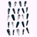 Coffin Press on Nails: Long Navy Blue Rhinestone False Nails with Glue - Full Cover Acrylic Gradient Designs for Women - Buy Online on GoSupps.com