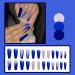 Justotry 24 Glitter False Nails - Long Dark Blue French Press On Nails | Ballerina Stick On Nails for Women - Acrylic Coffin Diamante Fake Nails Medium with Glue - Nail Art Blue & Diamond - Buy Online on GoSupps.com