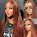 22 Inch Reddish Brown Lace Front Human Hair Wig for Black Women | HD Transparent Straight Lace Front Wig with Baby Hair | Pre-Plucked and Glueless - Buy Online on GoSupps.com
