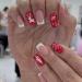 SINLOV Christmas Snowflakes Square False Nails French Gradient ElknFake Nails Red Press on Nails Ballerina Acrylic Full Cover Fake Nails for Women and Girls