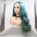 SHIYID Heat Resistant Body Wave Two Tones Synthetic Lace Front Wig - Green & Blue for Women | Middle Parting - Buy Online on GoSupps.com