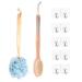 Shower Body Exfoliating Brush Double Sided Back Scrubber Long Handle Bath Sponge Shower Brush Back Cleaner Washer  Body Bath Brush with 10 Hanging Hooks for Man Woman Bathroom Shower Accessories