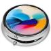 Round Watercolor Painting Pill Box - 3 Compartment Organizer for Travel | Portable Purse & Pocket Accessory - Buy Online on GoSupps.com