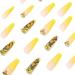 Justotry 24 Pack Yellow French Coffin Nails - Butterfly Design Artificial Press-On Ballerina Fake Nails for Women - Buy Online on GoSupps.com