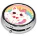 Rainbow Crown Cat Portable Metal Pill Box | 3-Compartment Mini Pill Organizer for Travel | Hinged Design for Small Pills - Buy Online on GoSupps.com