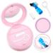Denture Case Leak-Proof Denture Bath Box for Travel Double Layer Denture Cleaning Case Denture Cup with Strainer Basket Brush Removal Tool and Mirror (Pink)