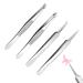 TINGWEN Set of 4 Tweezers Set Stainless Steel Professional Tweezers Set Hair Slicker Tweezers for Eyebrows Hair Crafts Succulents etc. (A)
