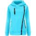 Bigfanshu Women's Sweatshirts Casual Zipper Patchwork Hooded Autumn Winter Warm Long Sleeve Loose Pullover Blue - Buy Online on GoSupps.com